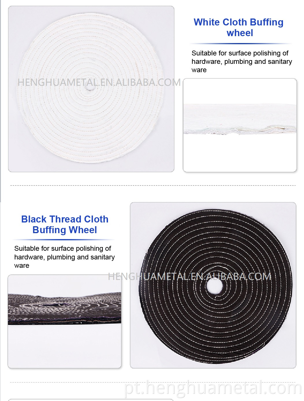 Roda de polimento de algodão preto Henghua 2022 para hardware Plumbing Sanitary Ware